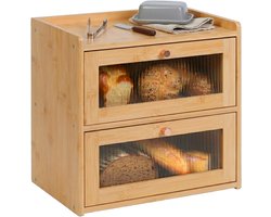 Broodtrommel bamboe - 2 lagen - 34 x 36,5 x 24 cm