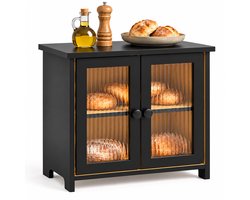 Broodtrommel bamboe - 34x36x22 cm - zwart