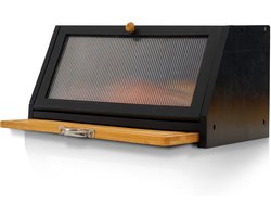 Broodtrommel Bamboe Broodbox - Houdt Brood Vers & Keuken Opgeruimd - Met Snijplank & Magnetische Sluiting - 20L Opslag - Retro Keuken Organizer - Brood Bewaarbox Hout, Brooddoos, Kitchen Storage