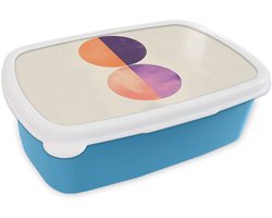 Broodtrommel Blauw - Lunchbox Abstract - Cirkels - Paars - Brooddoos 18x12x6 cm - Brood lunch box - Broodtrommels voor kinderen en volwassenen