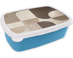 Broodtrommel Blauw - Lunchbox Geometrisch - Geweven structuur - Modern - Brooddoos 18x12x6 cm - Brood lunch box - Broodtrommels voor kinderen en volwassenen
