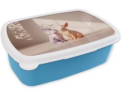 Broodtrommel Blauw - Lunchbox Konijnen - Paars - Oranje - Abstract - Brooddoos 18x12x6 cm - Brood lunch box - Broodtrommels voor kinderen en volwassenen