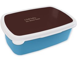 Broodtrommel Blauw - Lunchbox Tekst - Rood - Minimalistisch - Brooddoos 18x12x6 cm - Brood lunch box - Broodtrommels voor kinderen en volwassenen