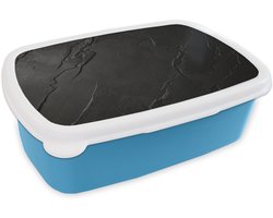Broodtrommel Blauw - Lunchbox Zwart - Steen - Beton print - Brooddoos 18x12x6 cm - Brood lunch box - Broodtrommels voor kinderen en volwassenen