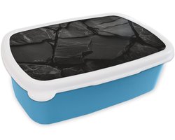 Broodtrommel Blauw - Lunchbox Zwart - Stenen - Rots - Brooddoos 18x12x6 cm - Brood lunch box - Broodtrommels voor kinderen en volwassenen