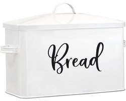 Broodtrommel - Brood Bewaardoos Grote Opslagcontainer - Wit - Brooddoos - Voedselbewaardozen - Koolstofstaal - Wit Keuken Decoratie