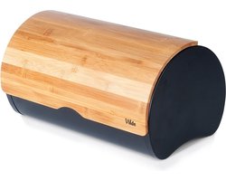 Broodtrommel Edelstaal Houten Zwart 38x24x20 cm - Doos - Box