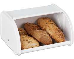 Broodtrommel - Houdt bakwaren vers - 1 stuk - Wit - Gepubliceerd staal - 13,5 x 26 x 21 cm