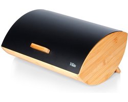 Broodtrommel Houten Metaal Zwart 35,5x24,5x15,5 cm - Doos - Box