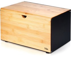 Broodtrommel Houten Metalen Zwart Dubbele Deksel 35,5x22x20,5 cm - Doos - Box