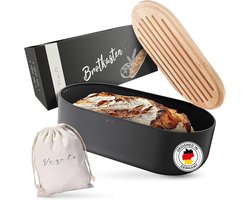 Broodtrommel Keuken Duurzame brooddoos lange versheid speciale coating Extra grote broodtrommel bamboe deksel snijplank Duurzame broodtrommel inclusief broodzak