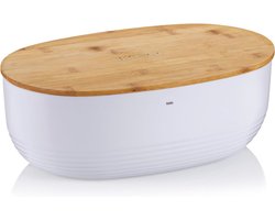 Broodtrommel kunststof/bamboe 37,5 x 23 x 14 cm - Houdt brood tot een week vers