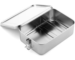 Broodtrommel - Lunchbox - Broodtrommel kinderen - Lunchbox volwassenen - Roestvrijstalen voedselcontainers - Metalen bento lunchboxen - Met scheidingswand - Met afsluitbare clips - Voor lekvrije afsluiting - Herbruikbare(1200 ml)