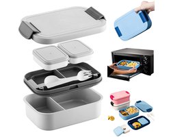 Broodtrommel - Lunchbox - lunchboxen - Bento Box - Dubbellaagse lunchbox - Broodtrommel voor Kinderen & Volwassenen -Dubbellaagse stapelbare lunchbox – Bento-box met twee niveaus en grote capaciteit–Draagbare, magnetronbestendige lunchbak–23x15x8cm