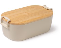 Broodtrommel met bamboe deksel - Brooddoos - 18cm/ 11cm/ 7cm - met veiligheidssluiting