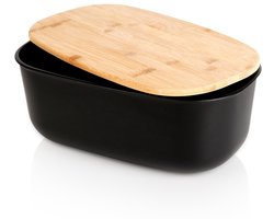 Broodtrommel met Bamboe Plank Zwart 39x23,5x15,5 cm - Doos - Box