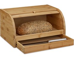 broodtrommel met schuifdeksel - lade - 21 x 40,5 x 28 cm - bamboe
