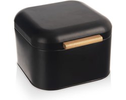 Broodtrommel Metaal Zwart BLACK 21,5x20x14,5 cm - Doos - Box