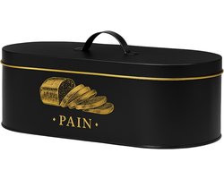 Broodtrommel Pain Metaal – Zwart en Goud – 33 x 18 x 12 CM