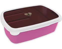 Broodtrommel Roze - Lunchbox Bordeaux - Sleutelplaat - Hout - Deur - Brooddoos 18x12x6 cm - Brood lunch box - Broodtrommels voor kinderen en volwassenen