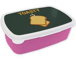 Broodtrommel Roze - Lunchbox Brood - Tosti - Groen - Minimalistisch - Brooddoos 18x12x6 cm - Brood lunch box - Broodtrommels voor kinderen en volwassenen