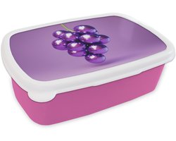Broodtrommel Roze - Lunchbox Druif - Disco - Glitter - Paars - Brooddoos 18x12x6 cm - Brood lunch box - Broodtrommels voor kinderen en volwassenen