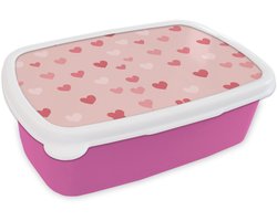 Broodtrommel Roze - Lunchbox Hartjes - Patroon - Roze - Eenvoudig - Brooddoos 18x12x6 cm - Brood lunch box - Broodtrommels voor kinderen en volwassenen