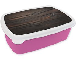 Broodtrommel Roze - Lunchbox Hout - Grillige nerven - Brooddoos 18x12x6 cm - Brood lunch box - Broodtrommels voor kinderen en volwassenen