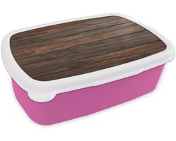 Broodtrommel Roze - Lunchbox Houten plankpatroon - Warmte - Natuurlijk - Brooddoos 18x12x6 cm - Brood lunch box - Broodtrommels voor kinderen en volwassenen