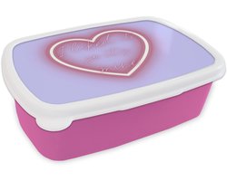 Broodtrommel Roze - Lunchbox I liked it so it's mine - Neon hart - Paars - Brooddoos 18x12x6 cm - Brood lunch box - Broodtrommels voor kinderen en volwassenen