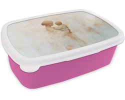 Broodtrommel Roze - Lunchbox Kind - Moeder - Waterverfschilderij - Brooddoos 18x12x6 cm - Brood lunch box - Broodtrommels voor kinderen en volwassenen
