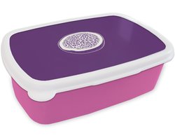Broodtrommel Roze - Lunchbox Passievrucht - Zaadjes - Paars - Minimalistisch - Brooddoos 18x12x6 cm - Brood lunch box - Broodtrommels voor kinderen en volwassenen