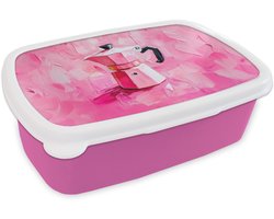 Broodtrommel Roze - Lunchbox Roze - Verf - Coffee - Brooddoos 18x12x6 cm - Brood lunch box - Broodtrommels voor kinderen en volwassenen