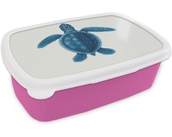 Broodtrommel Roze - Lunchbox Schildpad - Blauw - Schild - Brooddoos 18x12x6 cm - Brood lunch box - Broodtrommels voor kinderen en volwassenen