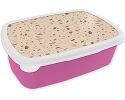 Broodtrommel Roze - Lunchbox Terrazzo - Patroon - Kleurrijk - Steen - Brooddoos 18x12x6 cm - Brood lunch box - Broodtrommels voor kinderen en volwassenen