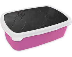 Broodtrommel Roze - Lunchbox Zwart - Steen - Beton print - Brooddoos 18x12x6 cm - Brood lunch box - Broodtrommels voor kinderen en volwassenen