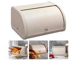 Broodtrommel - Ruimtebesparend - Verhouddoos - Brooddoos - Brood Bewaren - 25 cm - Beige - Met Schuifdeksel - Inclusief EBOOK