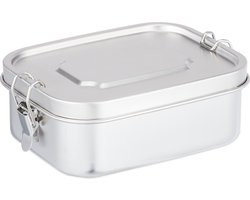 broodtrommel rvs - lekvrij - luchtdicht - volwassenen - kinderen - 1 l - zilver