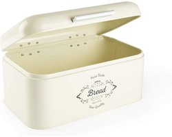 Broodtrommel van verzinkt staal met aluminium handvat, 30 x 20 x 15 cm, crème