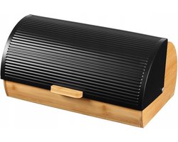 Broodtrommel - Vershouddoos - Bamboe/RVS - Zwart