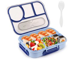 Broodtrommel voor kinderen - veelzijdige lunchbox - 4 vakken - blauw
