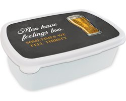 Broodtrommel Wit - Lunchbox - Brooddoos - Bier - Alcohol - Mancave - Quotes - 18x12x6 cm - Volwassenen