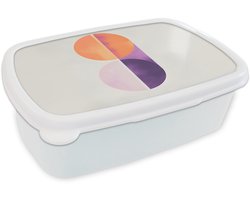 Broodtrommel Wit - Lunchbox Cirkels - Abstract - Paars - Brooddoos 18x12x6 cm - Brood lunch box - Broodtrommels voor kinderen en volwassenen