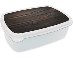 Broodtrommel Wit - Lunchbox Hout - Grillige nerven - Brooddoos 18x12x6 cm - Brood lunch box - Broodtrommels voor kinderen en volwassenen