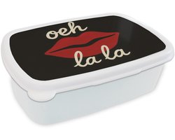 Broodtrommel Wit - Lunchbox Lip - Rood - Quote - Brooddoos 18x12x6 cm - Brood lunch box - Broodtrommels voor kinderen en volwassenen