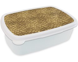 Broodtrommel Wit - Lunchbox Metaal - Dynamisch - Goud - Brooddoos 18x12x6 cm - Brood lunch box - Broodtrommels voor kinderen en volwassenen