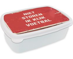 Broodtrommel Wit - Lunchbox Niet storen ik kijk voetbal - Quotes - Spreuken - Voetbal - Brooddoos 18x12x6 cm - Brood lunch box - Broodtrommels voor kinderen en volwassenen