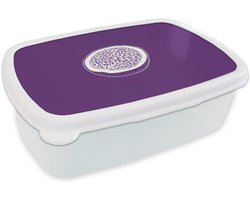 Broodtrommel Wit - Lunchbox Passievrucht - Zaadjes - Paars - Minimalistisch - Brooddoos 18x12x6 cm - Brood lunch box - Broodtrommels voor kinderen en volwassenen