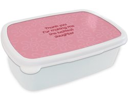 Broodtrommel Wit - Lunchbox Tekst - Rood - Moederdag - Brooddoos 18x12x6 cm - Brood lunch box - Broodtrommels voor kinderen en volwassenen
