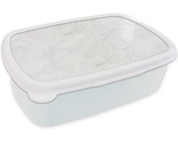 Broodtrommel Wit - Lunchbox Wit - Marmer print - Grijze aders - Brooddoos 18x12x6 cm - Brood lunch box - Broodtrommels voor kinderen en volwassenen